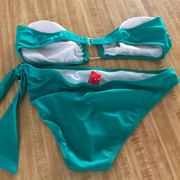 Red Carter Admirals Club Green Bandeau Swimsuit L - Picture 6 of 7